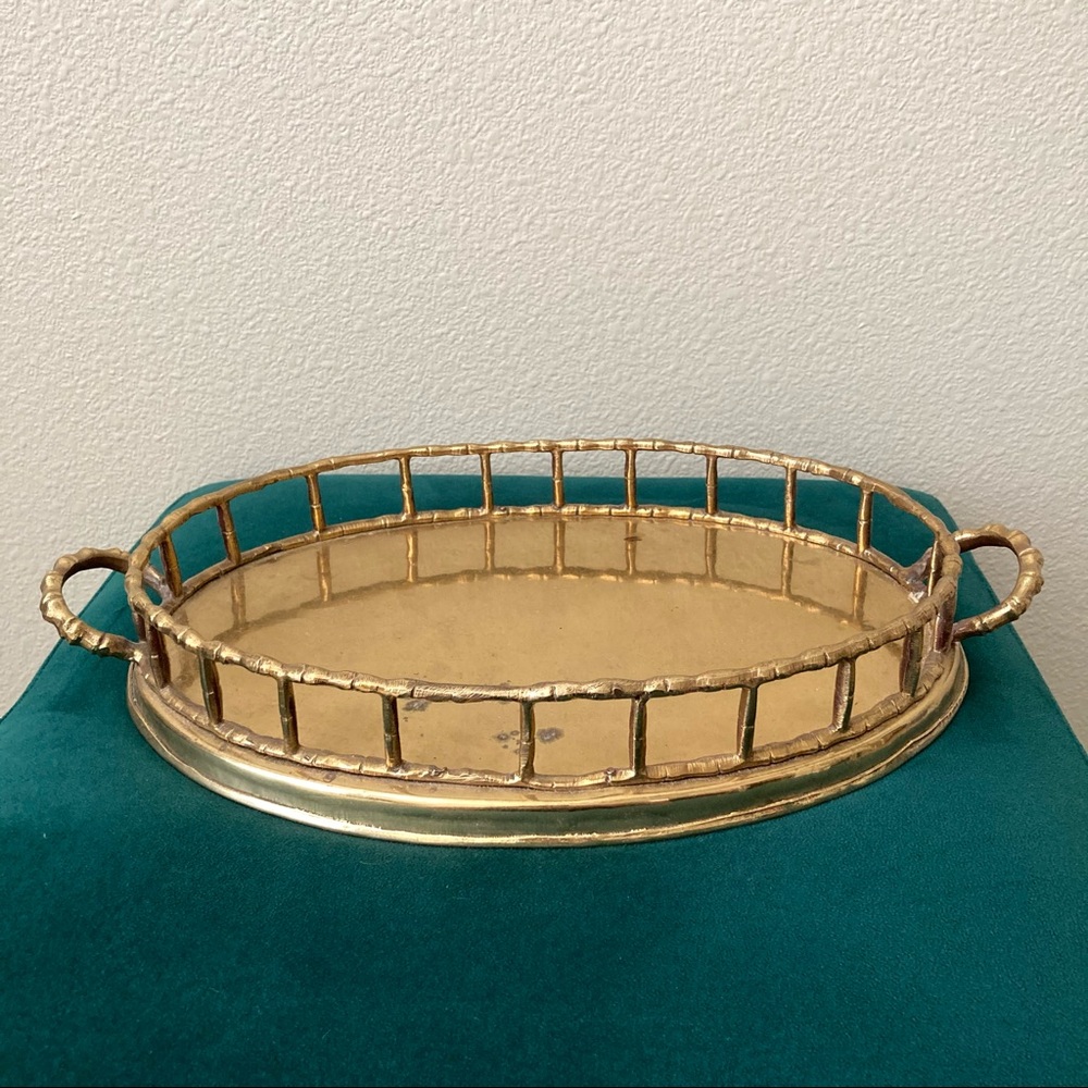 Vintage Brass Tray Vanity Jewelry Makeup Display